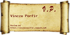 Vincze Porfir névjegykártya